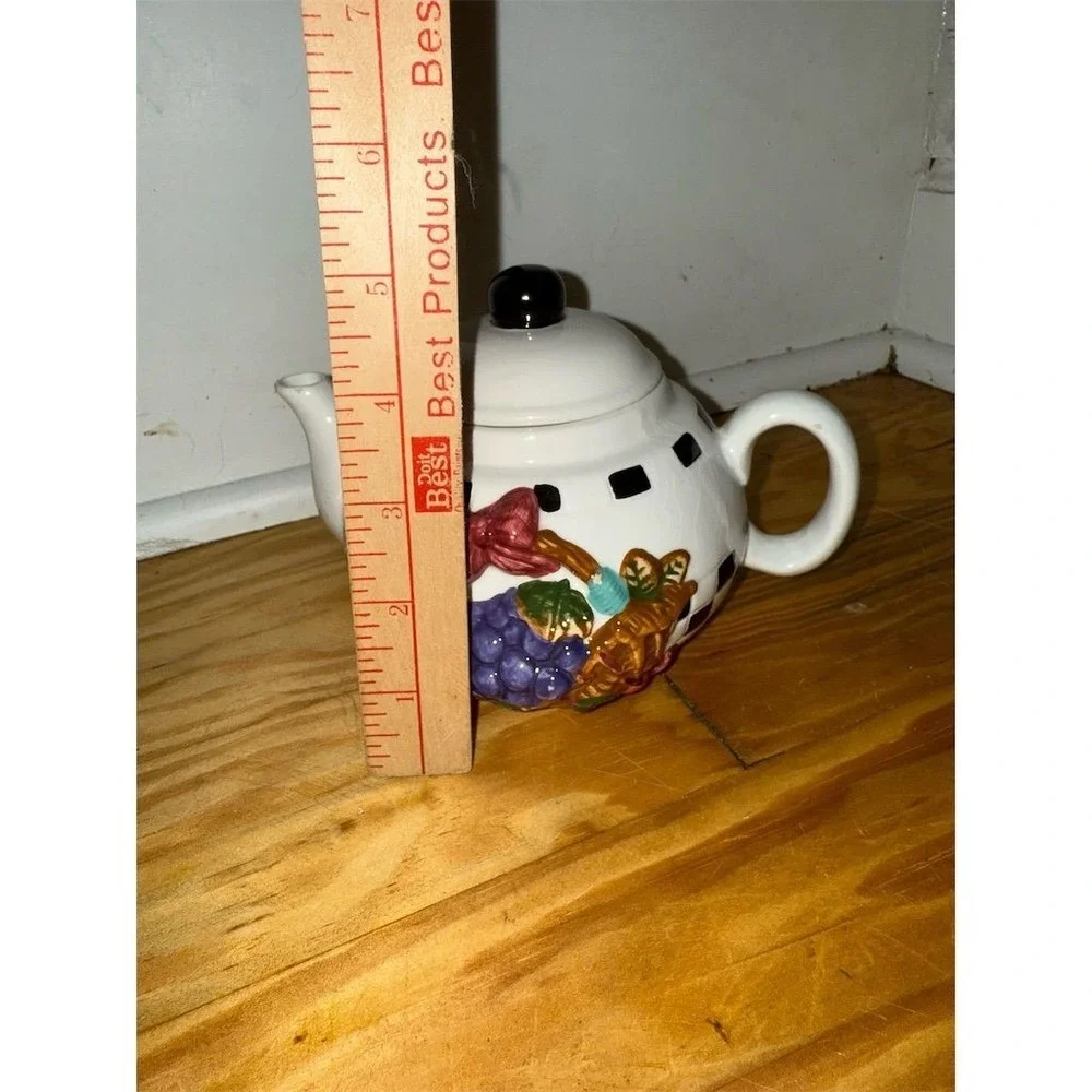 Tabletops Unlimited Vintage Ceramic Teapot Fruit Motif Decorative‎